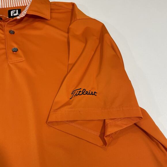 TITLEIST FOOTJOY POLO GOLF SHIRT MEN’S LARGE ORANGE PERFORMANCE ACTIVEWEAR - Picture 2 of 4